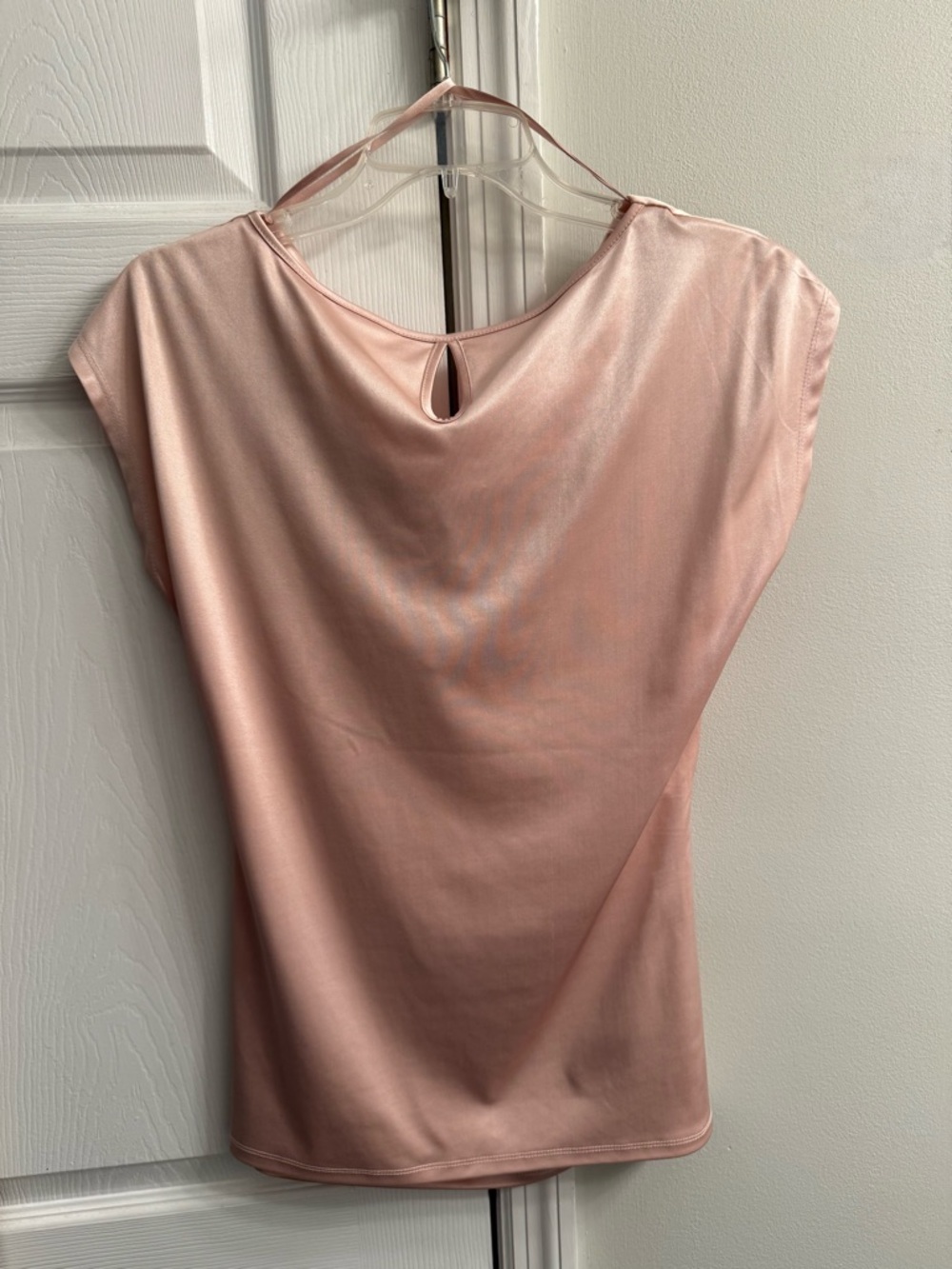 New York & Company Satin Drape Neck Blouse in Rose Gold - Picture 5 of 6
